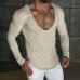 Men's Daily Basic Solid Color Long-sleeved T-shirt Slim Casual Bottoming Shirt