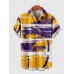 Full-Print Palms Purple & Yellow Coconut Tree Printing Men's Short Sleeve Shirt