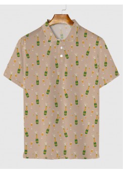 Cartoon Hand Drawn Fruit Beer Printing Men‘s Short Sleeve Polo
