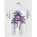 Retro Purple & White Coconut Trees Printing Men's Short Sleeve Shirt