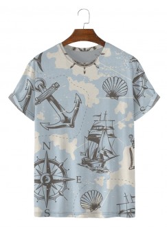 Fashionable Vintage Nautical Chart Print Versatile T-Shirt